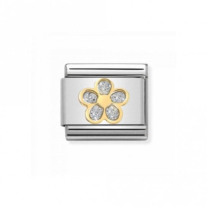 Nomination  Silver Glitter Flower Yellow Gold