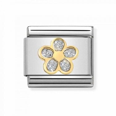 Nomination Silver Glitter Flower Yellow Gold