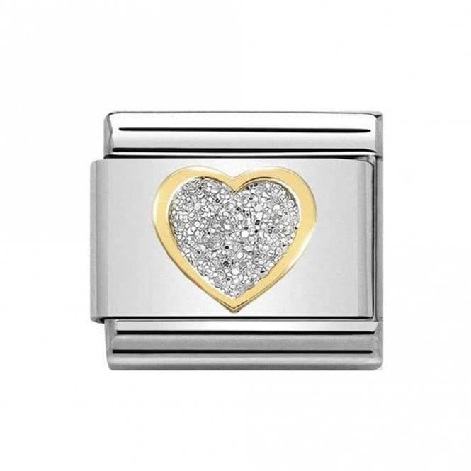 Nomination  Silver Glitter Heart Yellow Gold 