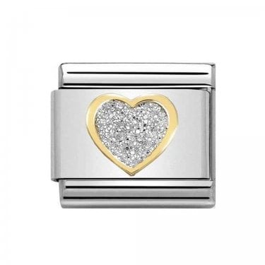 Nomination Silver Glitter Heart Yellow Gold 