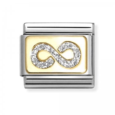 Nomination Silver Glitter Infinity On Gold Plate Yellow Gold Charm