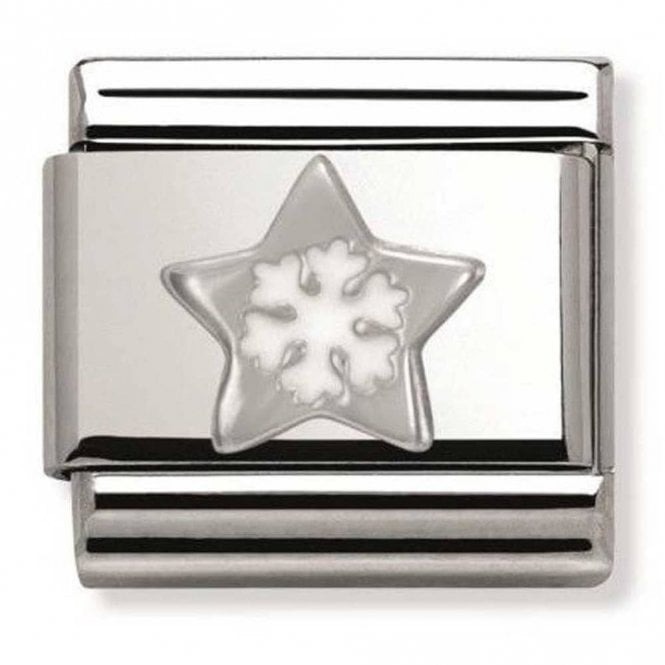 Nomination  Silver Star with White Snowflake Silver Shine