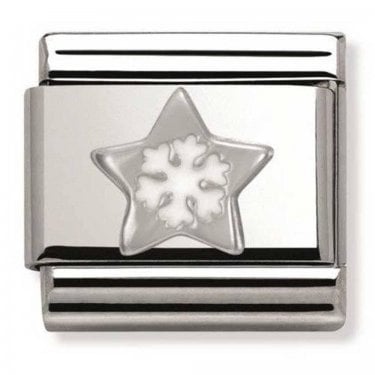 Nomination Silver Star with White Snowflake Silver Shine