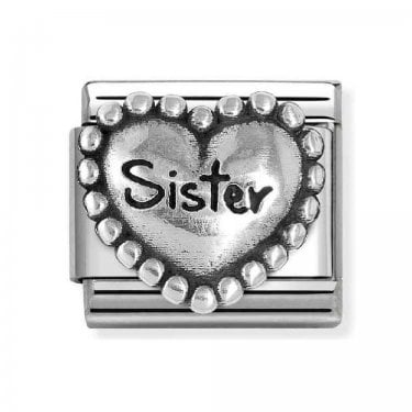 Nomination Sister Beaded Trim Heart Silver Shine Charm