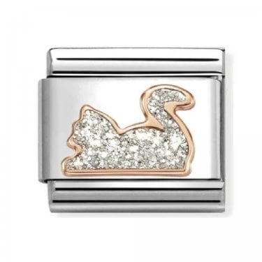 Nomination Sliver Glitter Cat Rose Gold Charm