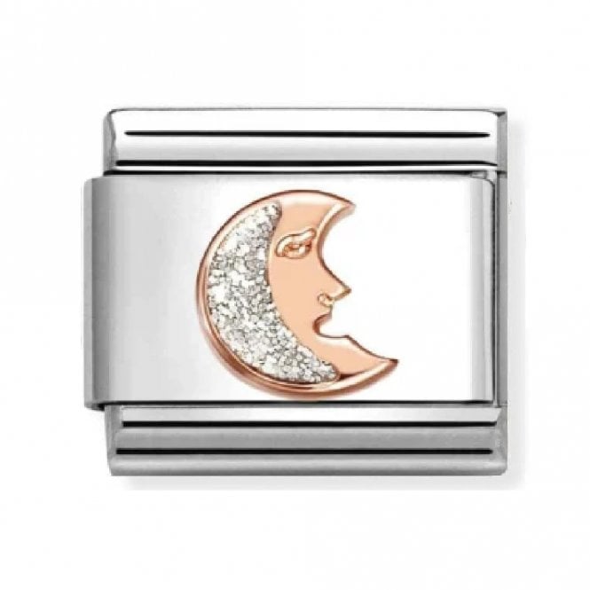 Nomination  Sliver Glitter Moon Rose Gold Charm