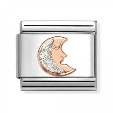 Nomination Sliver Glitter Moon Rose Gold Charm