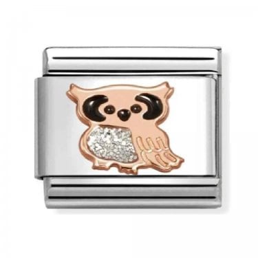 Nomination Sliver Glitter Owl Rose Gold Charm