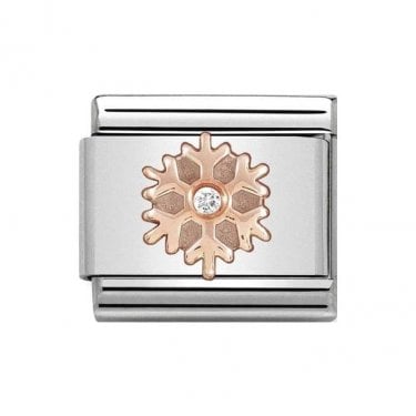 Nomination Snowflake with White CZ Rose Gold 