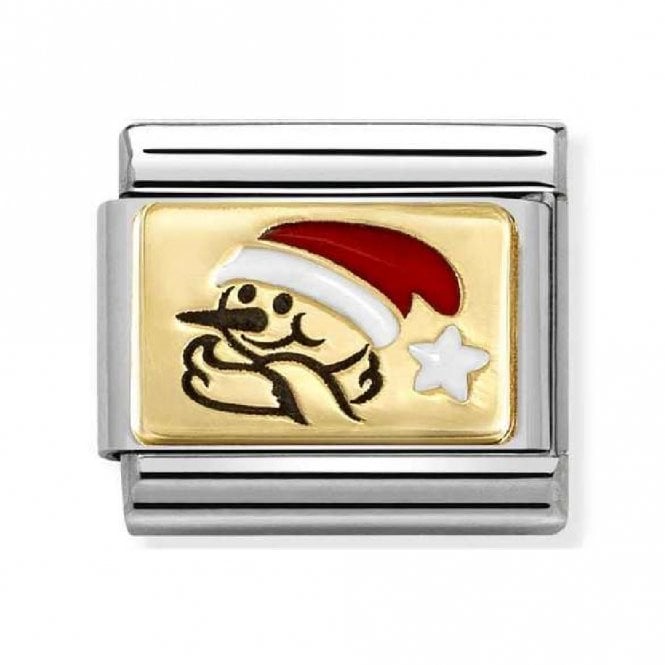 Nomination  Snowman with Santa Hat Yellow Gold Charm