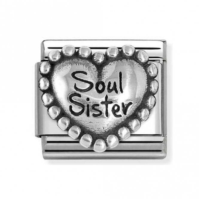 Nomination  Soul Sister Beaded Trim Heart Silver Shine Charm