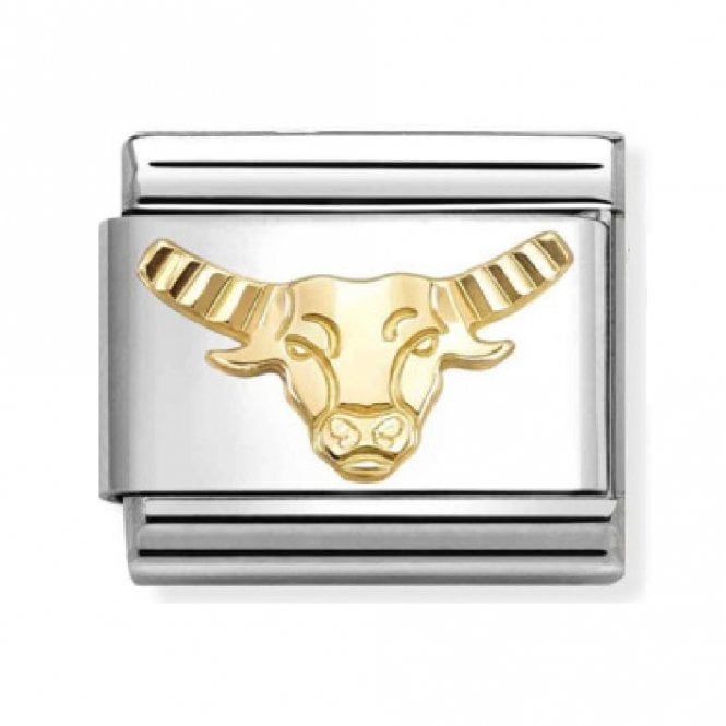 Nomination  Taurus Zodiac Etched Yellow Gold Charm
