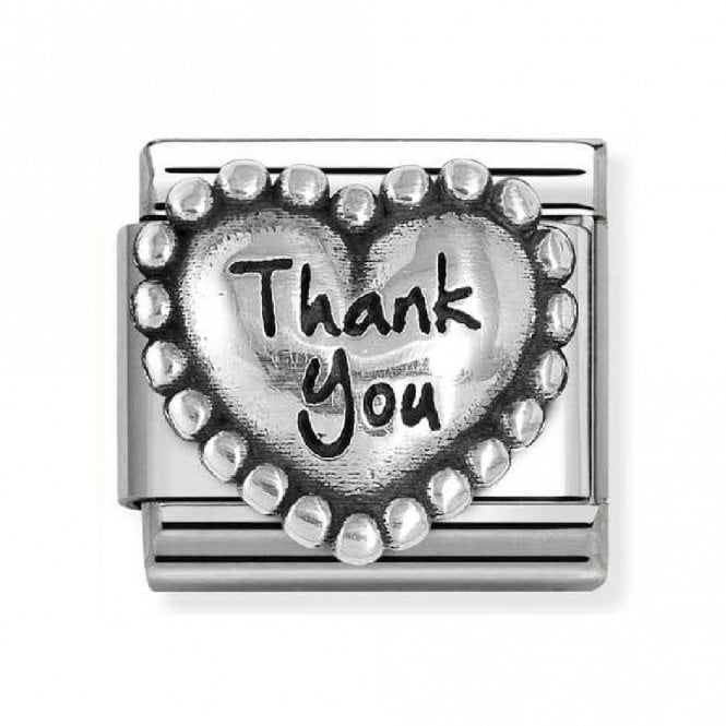 Nomination  Thank You Beaded Trim Heart Silver Shine Charm