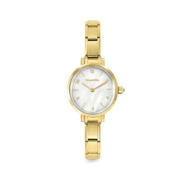 Nomination Time Oval Mother of Pearl Dial Gold Tone Stainless Steel Watch