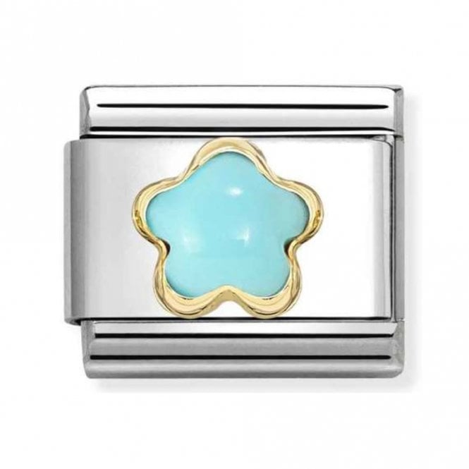 Nomination  Turquoise Flower Yellow Gold Charm
