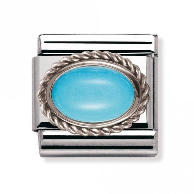 Nomination  Turquoise Oval with Trim Stone Silver Shine