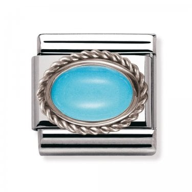 Nomination Turquoise Oval with Trim Stone Silver Shine