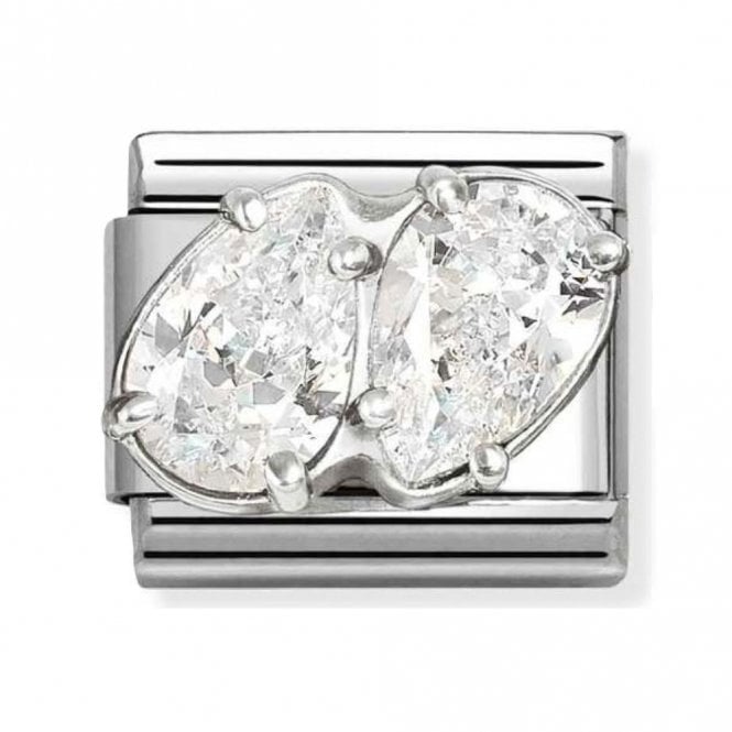 Nomination  Twin CZ Pear Drop Silver Shine Charm