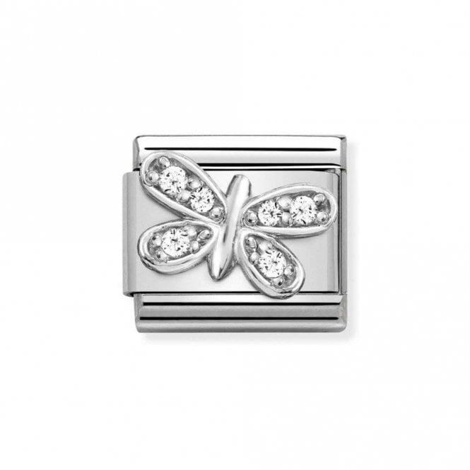 Nomination  White Butterfly Silver Charm