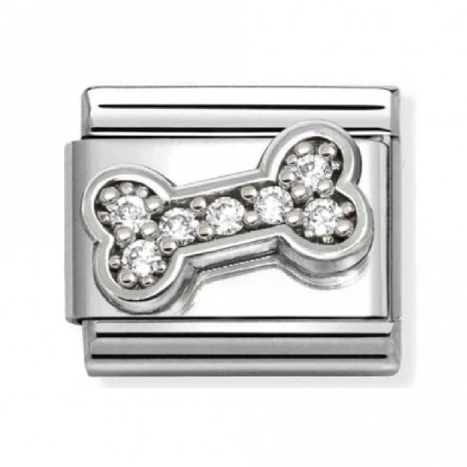 Nomination  White CZ Bone Silver Shine Charm