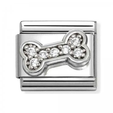 Nomination White CZ Bone Silver Shine Charm