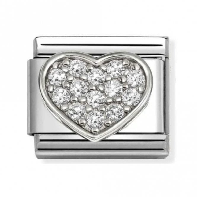 Nomination  White CZ Heart Silver Shine Charm