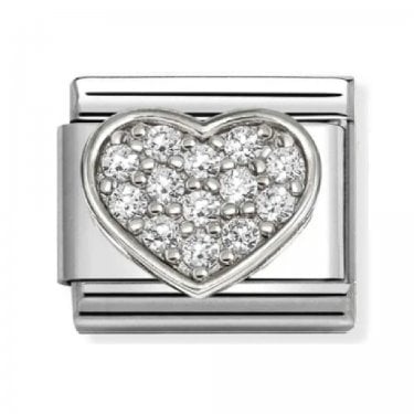 Nomination White CZ Heart Silver Shine Charm
