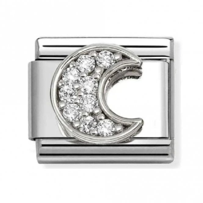 Nomination  White CZ Moon Silver Shine Charm