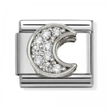 Nomination White CZ Moon Silver Shine Charm