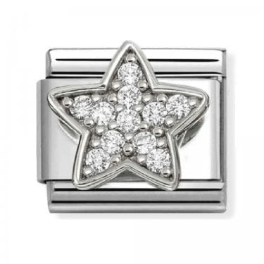 Nomination White CZ Star Silver Shine Charm