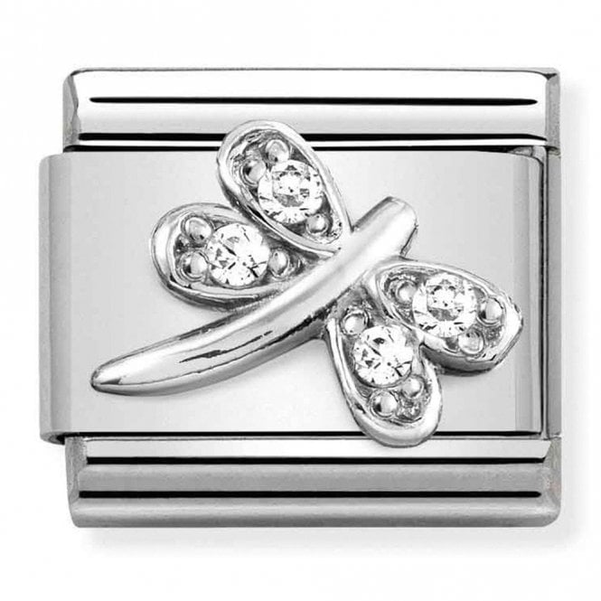 Nomination  White Dragonfly Silver Charm