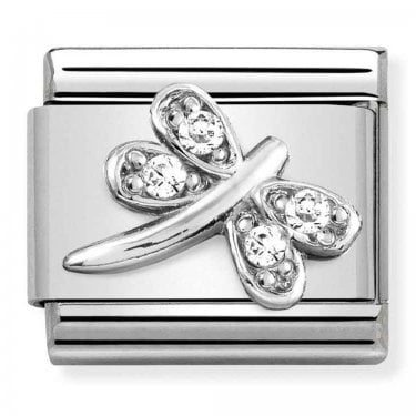 Nomination White Dragonfly Silver Charm