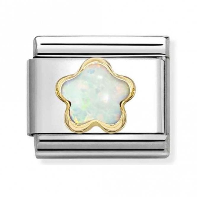 Nomination  White Opal Flower Yellow Gold Charm