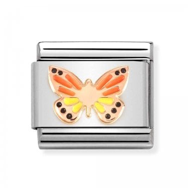 Nomination Yellow and Orange Butterfly Rose Gold Charm