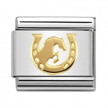 Nomination Yellow Gold Horse Jumping Horseshoe