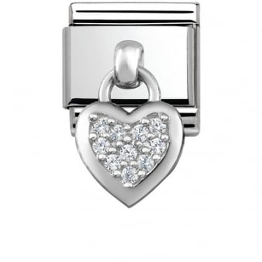 Nomintion Hanging CZ Heart Silver Shine