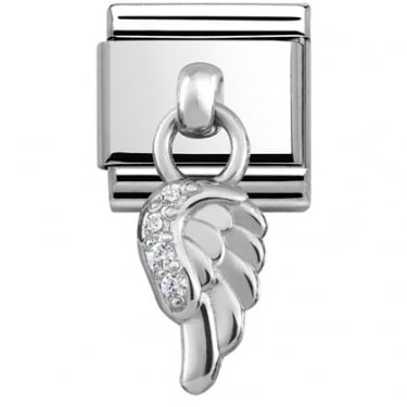 Nomintion Hanging CZ Wing Silver Shine