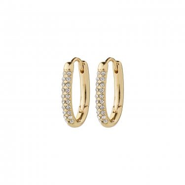 Pilgrim Amiri Crystal Gold Tone Hoop Earrings 1cm    