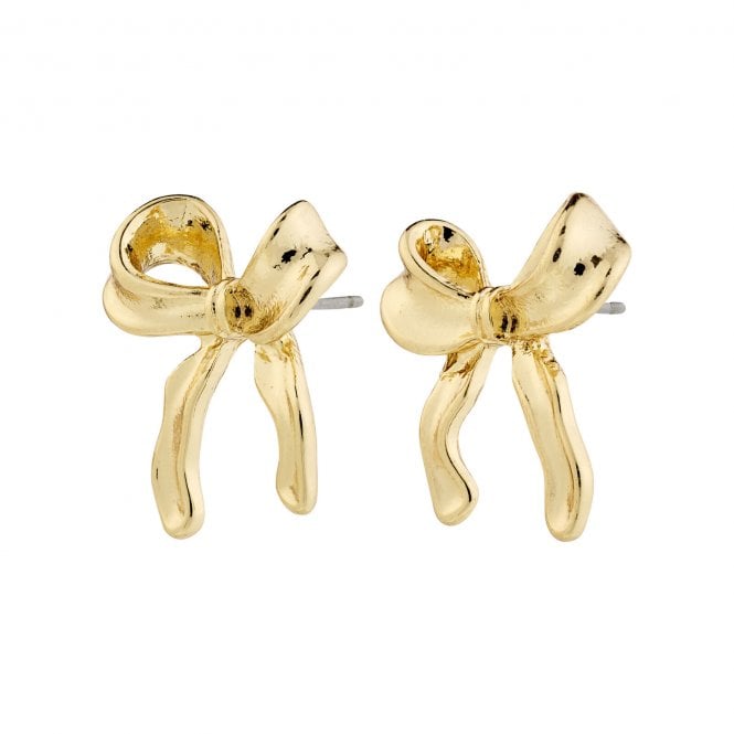 Pilgrim  Cassian Bow Gold Tone Stud Earrings 2cm   