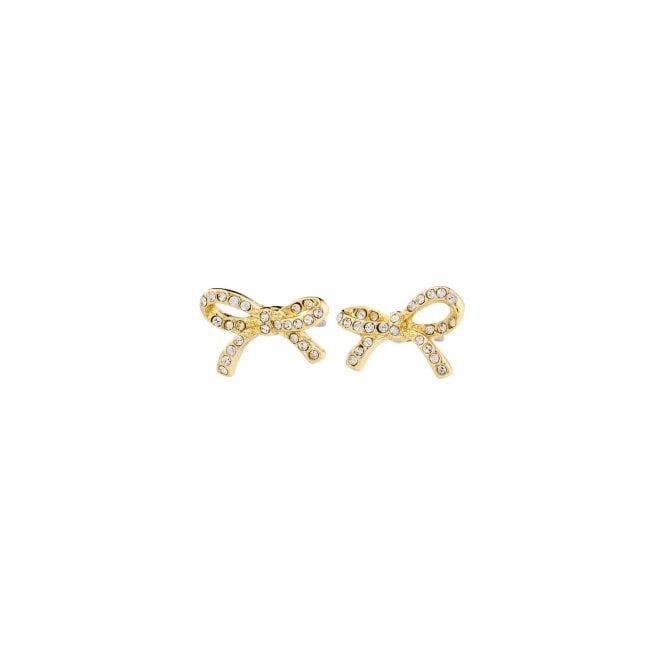 Pilgrim  Catharina Crystal Bow Gold Tone Stud Earrings 0.8cm  
