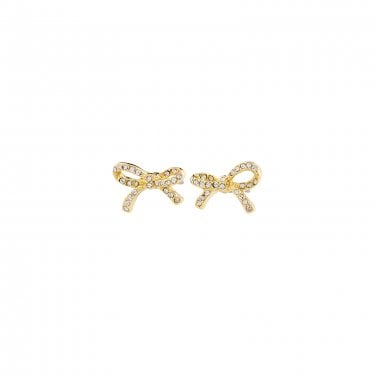 Pilgrim Catharina Crystal Bow Gold Tone Stud Earrings 0.8cm  