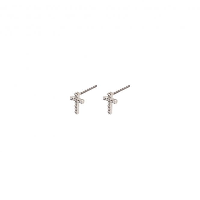 Pilgrim  Clara Crystal Cross Stud Earrings 0.9cm  