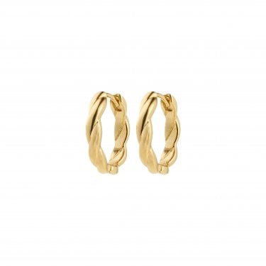 Pilgrim Declan Twisted Gold Tone Hoop Earrings 15mm 