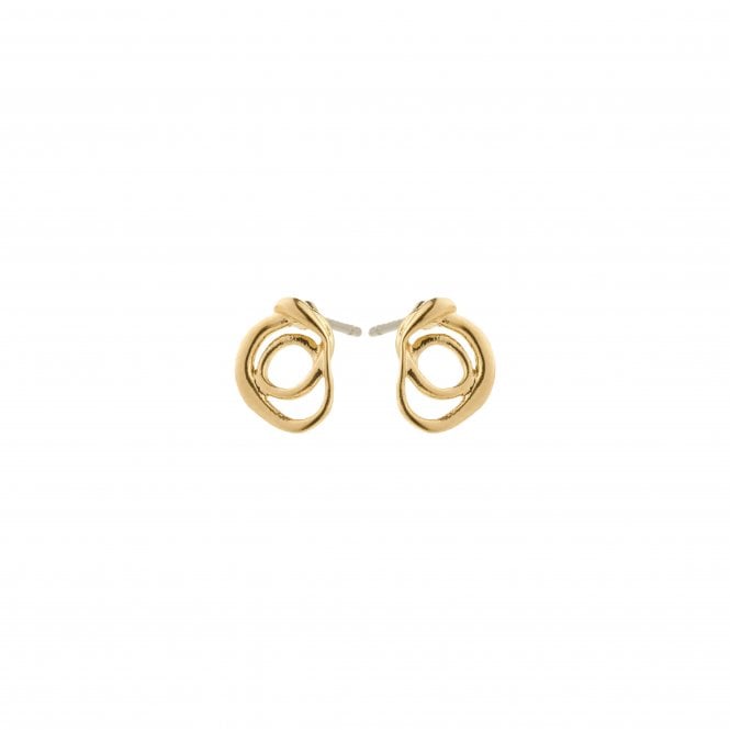 Pilgrim  Diego Twist Gold Tone Stud Earrings 2.1cm