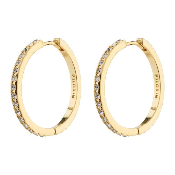 Pilgrim  Ebna Crystal Maxi Gold Tone Hoop Earrings 2.6cm