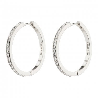 Pilgrim Ebna Crystal Maxi Hoop Earrings 2.6cm 