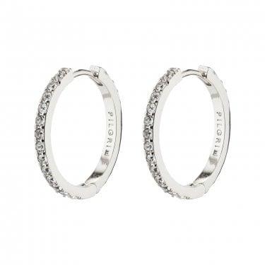 Pilgrim Ebna Crystal Medium Hoop Earrings 1.8cm