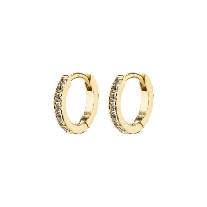 Pilgrim  Ebna Crystal Mini Huggie Gold Tone Hoop Earrings 1cm   