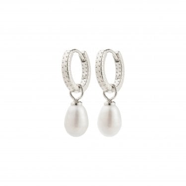 Pilgrim Elliana Freshwater Pearl Hoop Drop Earrings 23mm