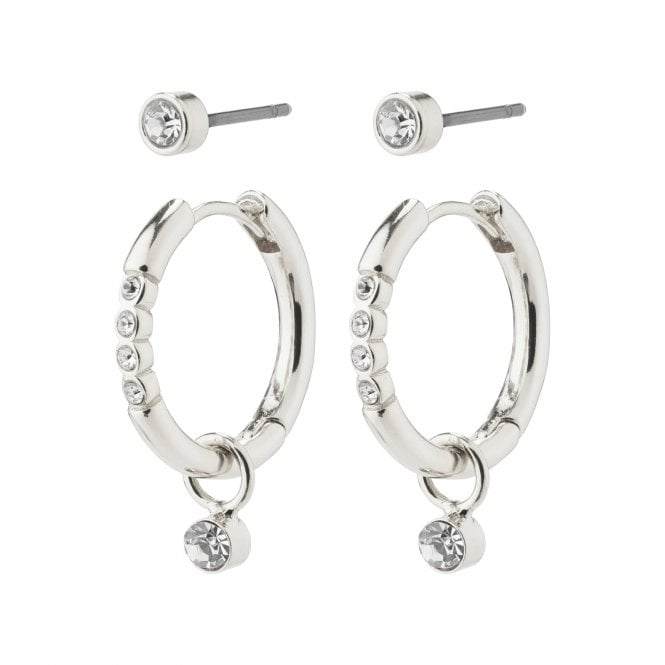 Pilgrim  Elna 2-in-1 Crystal Earrings 0.4cm, 2cm   